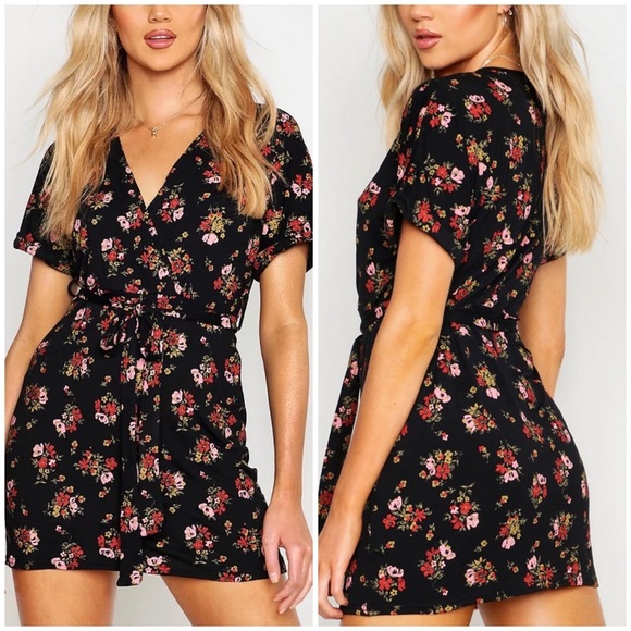 Nasty Gal Floral Tie Waist Mini Dress - Picture 1 of 14